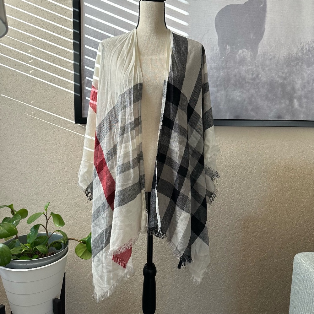 Plaid Acrylic  Poncho